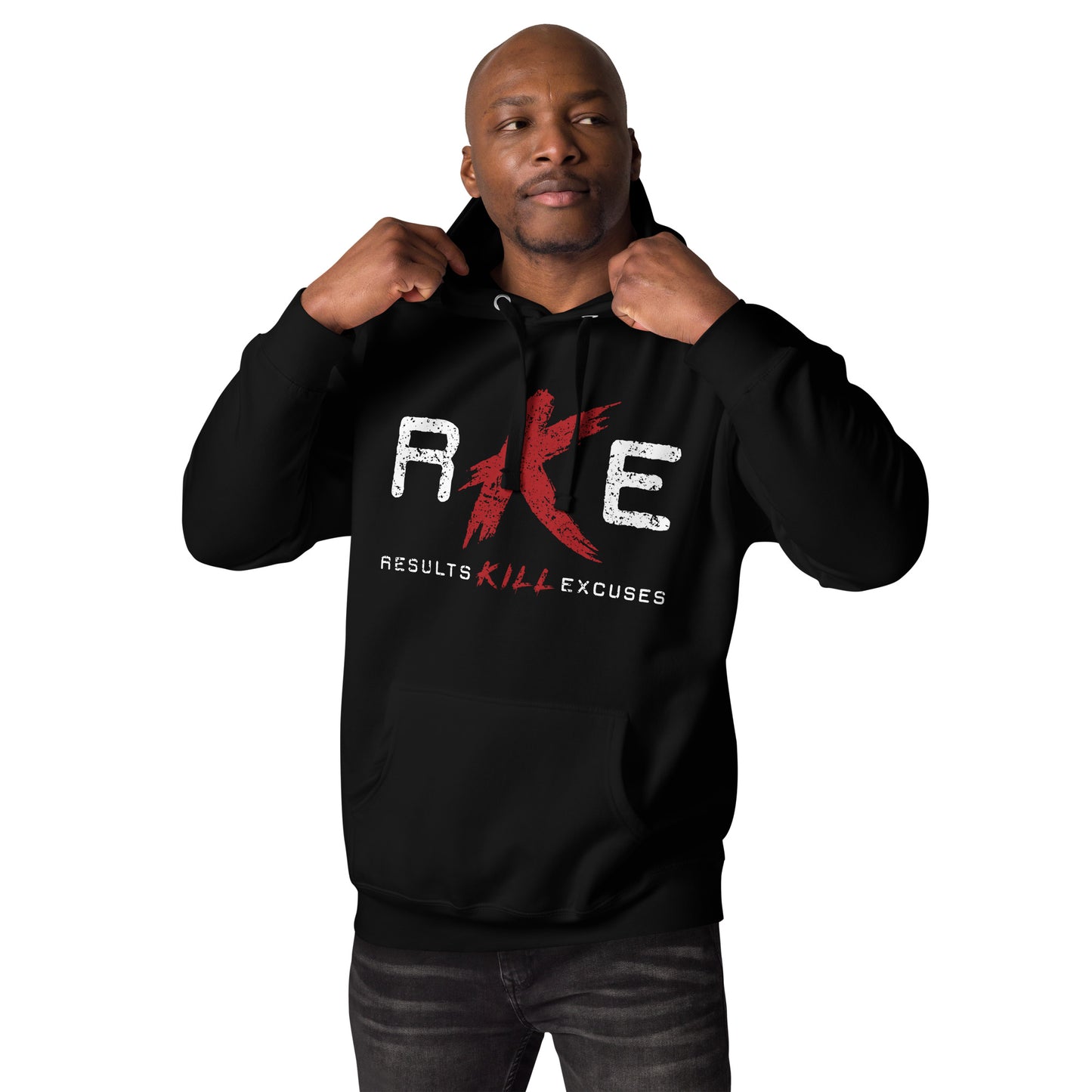 RESULTS KILL EXCUSES "RKE ROCK HARD 4 LIFE" MENS HOODIE