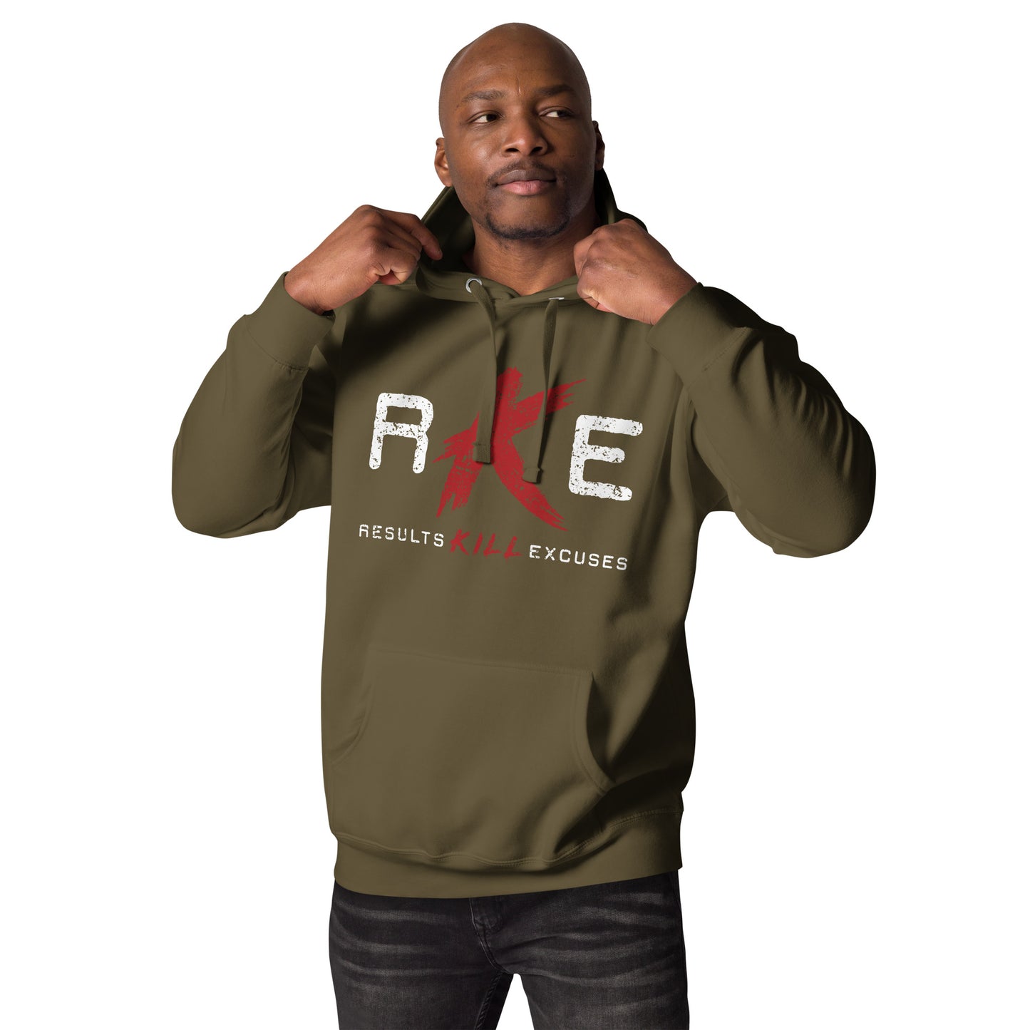 RESULTS KILL EXCUSES "RKE ROCK HARD 4 LIFE" MENS HOODIE