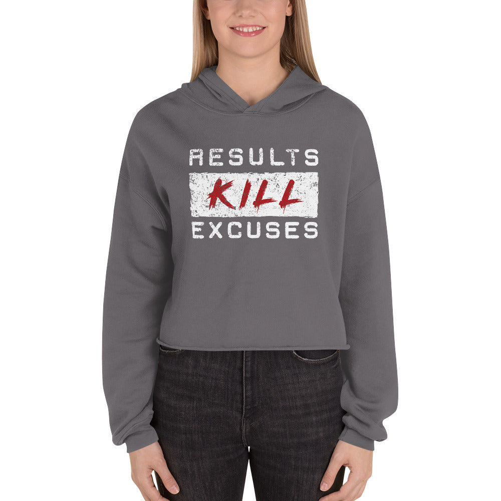 RESULTS KILL EXCUSES "DESTRESSED FLAGSHIP" WOMENS CROP HOODIE