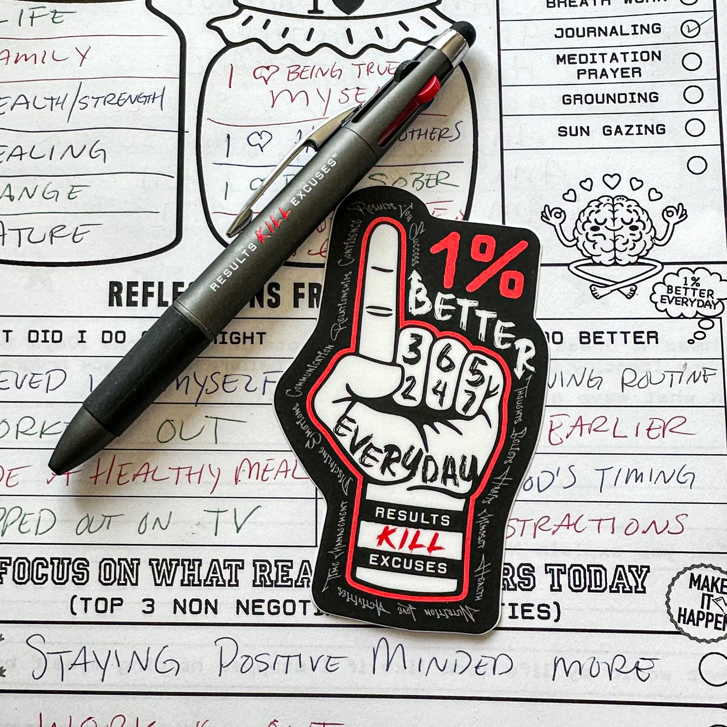 1% Better Everyday 4 COLOR PEN & STICKER