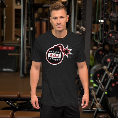 RESULTS KILL EXCUSES "BOMBS AWAY" MENS T-SHIRT