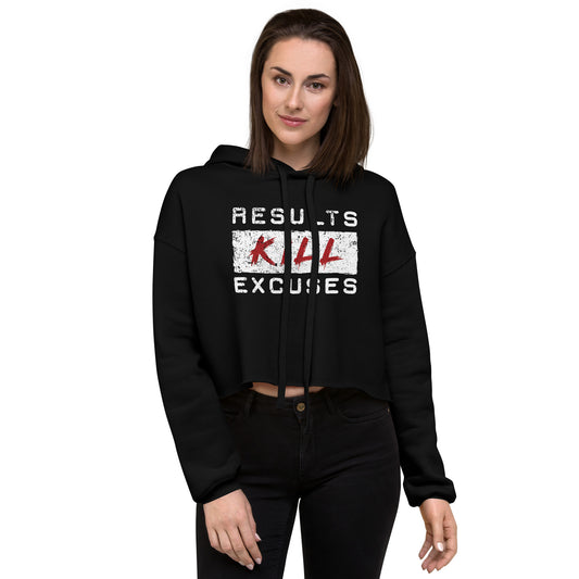 RESULTS KILL EXCUSES "DESTRESSED FLAGSHIP" WOMENS CROP HOODIE