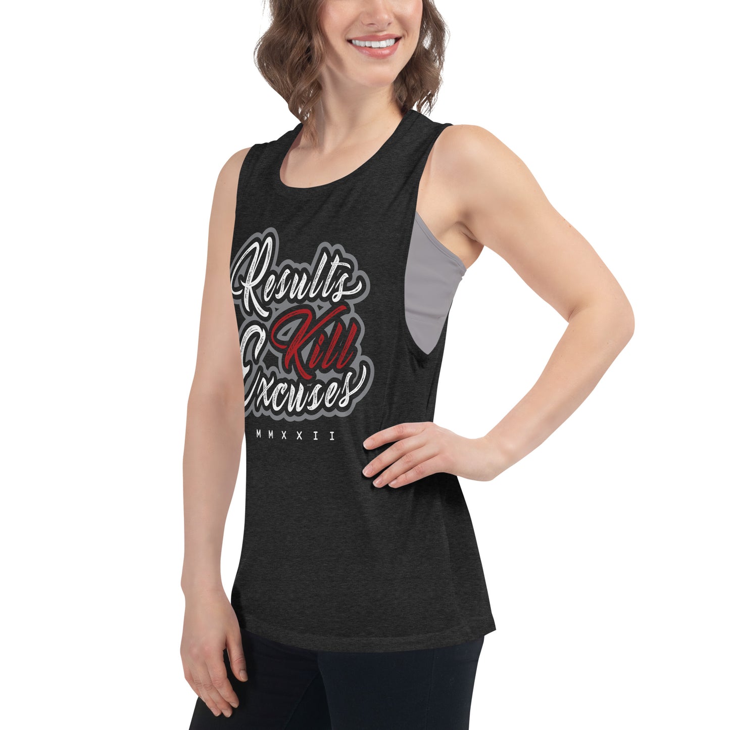 RESULTS KILL EXCUSES SCRIPTED WOMENS MUSCLE TANK