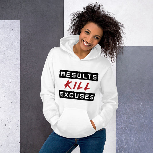 RESULTS KILL EXCUSES WOMENS WHITE HOT HOODIE